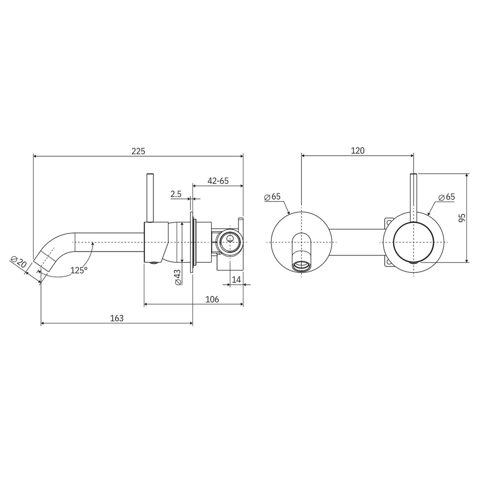 Fienza Kaya Up Basin/Bath Mixer 160mm Set Round Chrome