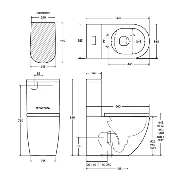Fienza Koko Tornado Flush Back-to-Wall Toilet Suite GEBERIT Internal - P-Trap