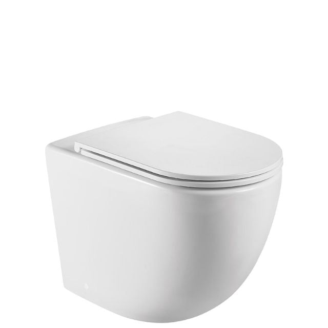 Fienza Koko Tornado Flush Wall-Faced Toilet Suite With Slim Seat Matte White GEBERIT Sigma In-Wall Internal - S-Trap