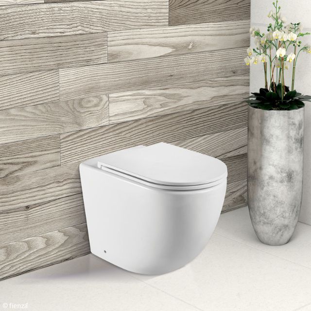 Fienza Koko Tornado Flush Wall-Faced Toilet Suite With Slim Seat Matte White GEBERIT Sigma In-Wall Internal - S-Trap