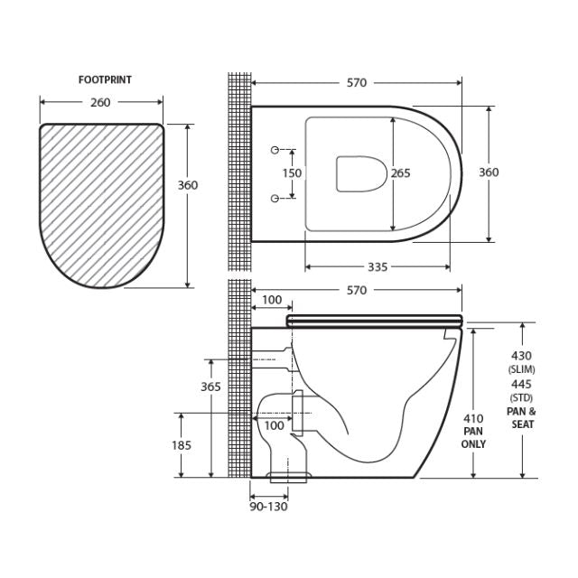 Fienza Koko Tornado Flush Wall-Faced Toilet Suite With Slim Seat Matte White GEBERIT Sigma In-Wall Internal - S-Trap