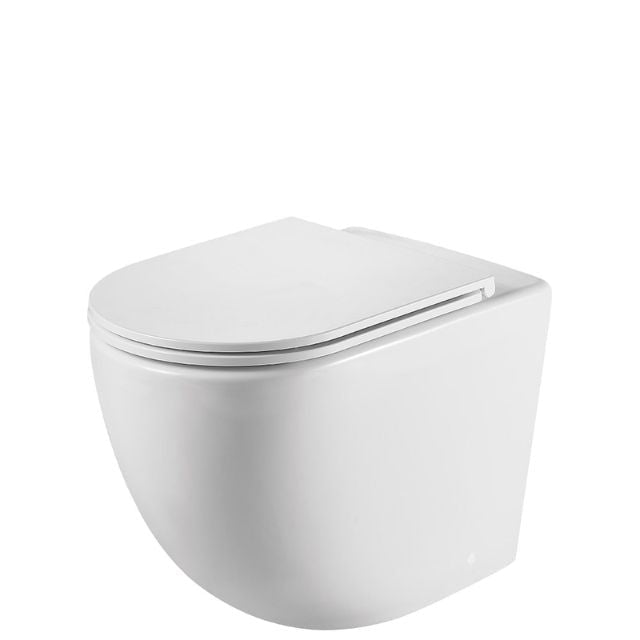 Fienza Koko Tornado Flush Wall-Faced Toilet Suite With Slim Seat Matte White R&T In-Wall Internal - S-Trap