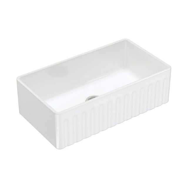 Fienza Olivia Butler Sink Large 835 Reversible Fluted & Flat Fire Clay Gloss White