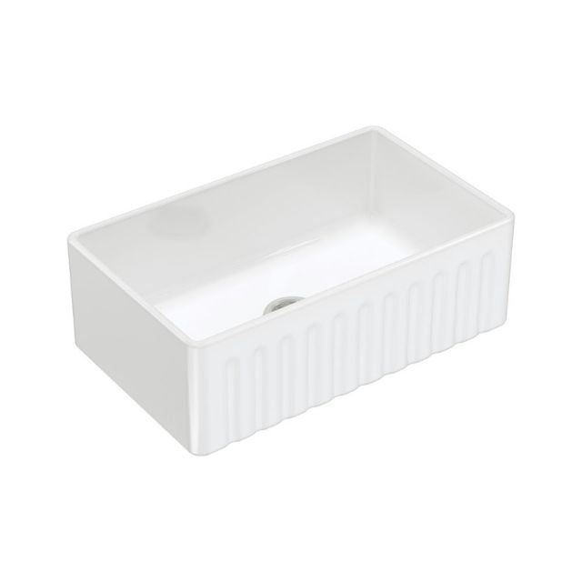 Fienza Olivia Butler Sink Medium 760 Reversible Fluted & Flat Fire Clay Gloss White