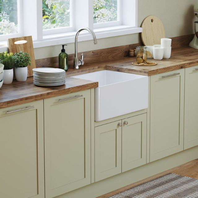 Fienza Olivia Butler Sink Small 610 Reversible Fluted & Flat Fire Clay Gloss White