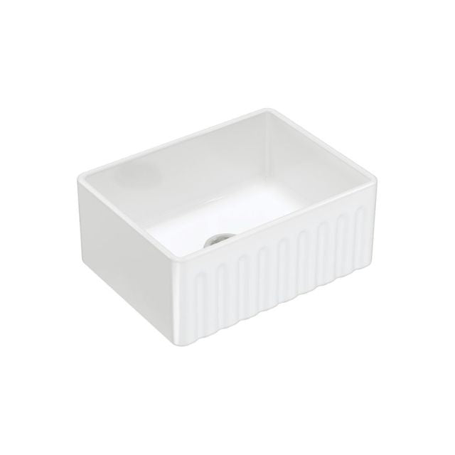 Fienza Olivia Butler Sink Small 610 Reversible Fluted & Flat Fire Clay Gloss White