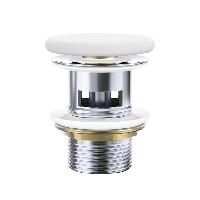 Fienza Pop Up 32mm Overflow Basin Waste Flat Ceramic Cap Matte White