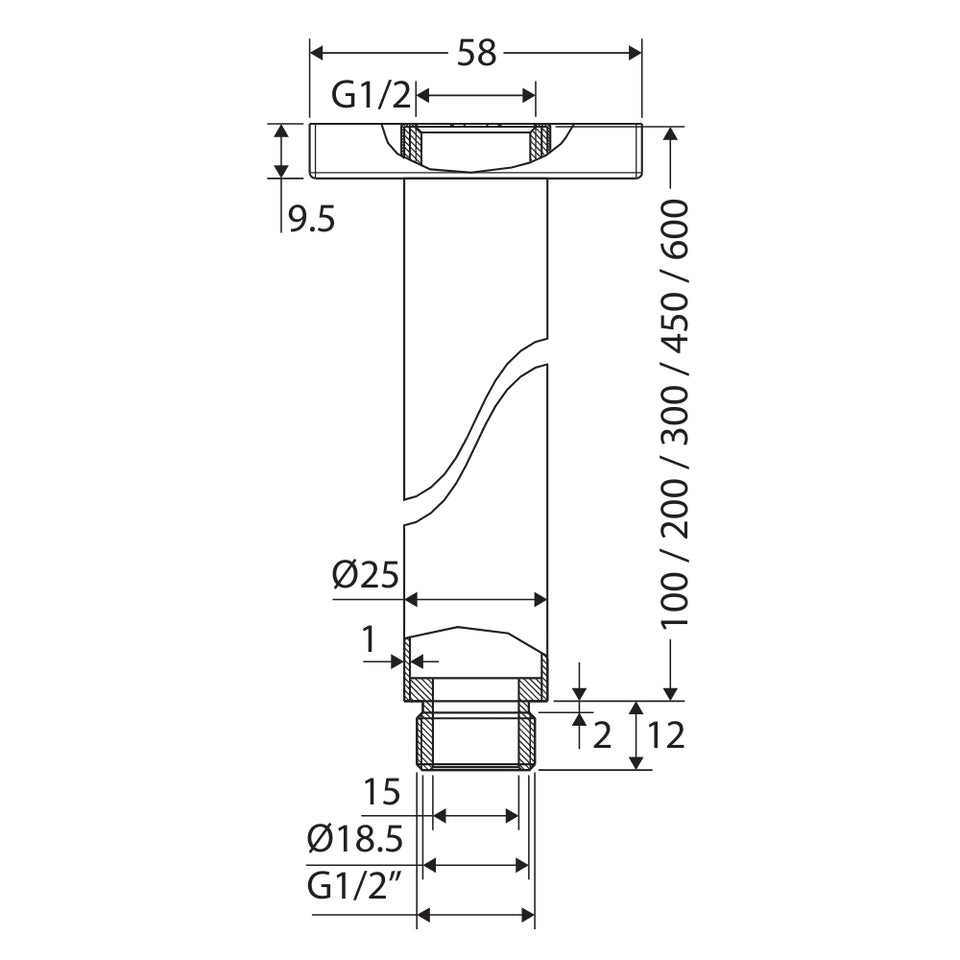 Fienza Round Shower Dropper 300mm Brushed Nickel