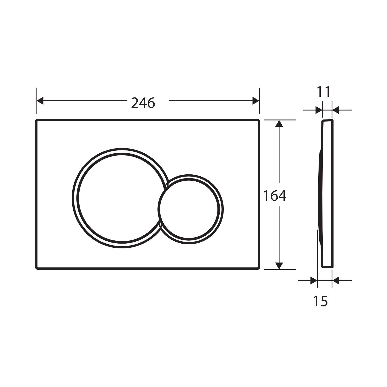 Technical Drawing Fienza Sigma Round Button Flush Plate - Chrome SIG41-C - The Blue Space