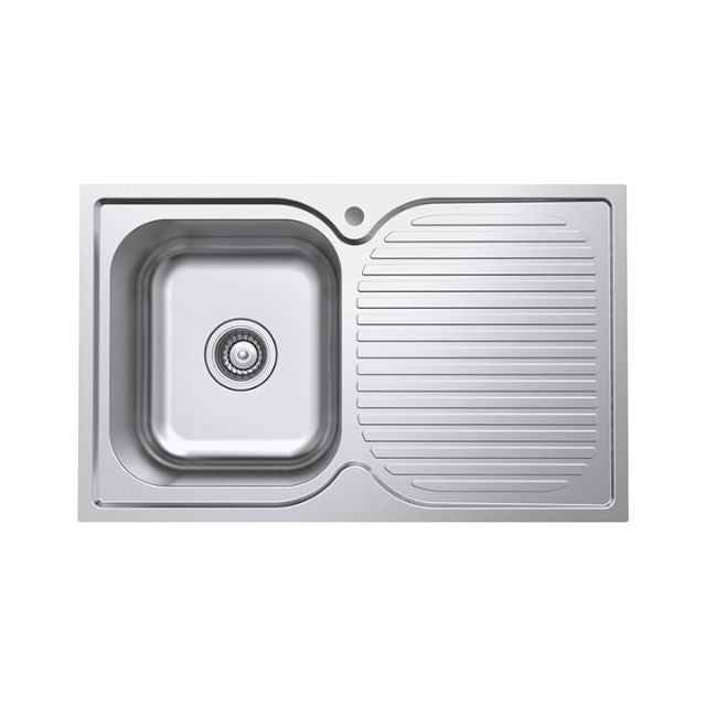 Fienza Tiva 780 Kitchen Sink Single Bowl With Drainer 19L 1TH 780X480X180mm