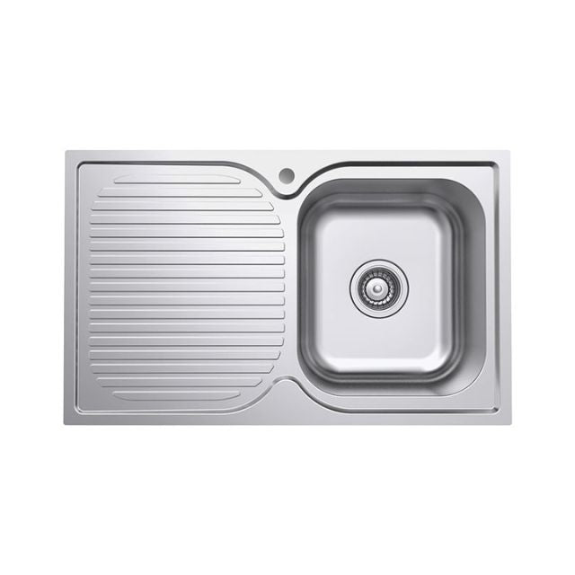 Fienza Tiva 780 Kitchen Sink Single Bowl With Drainer 19L 1TH 780X480X180mm