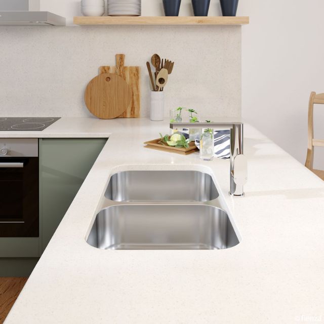 Fienza Tiva 785 Kitchen Sink Double Bowl Topmount/Undermount 23L-23L NTH 785X450X180mm