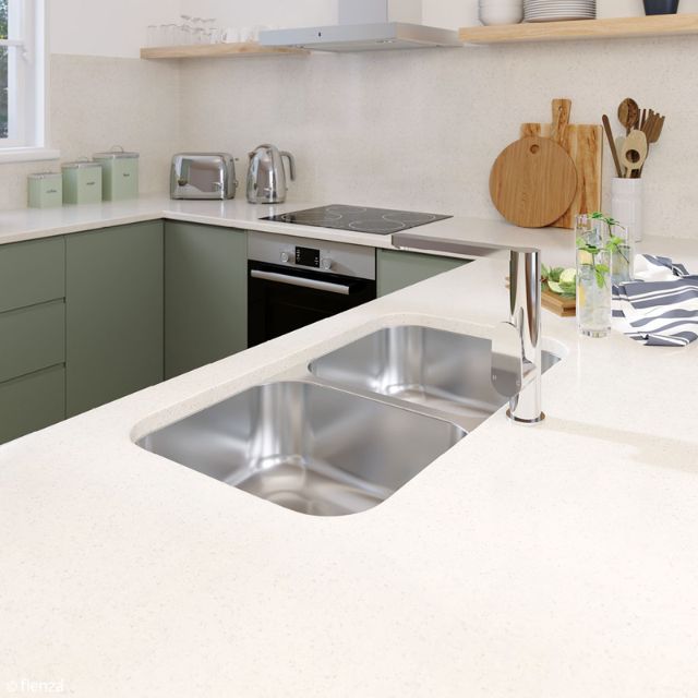 Fienza Tiva 785 Kitchen Sink Double Bowl Topmount/Undermount 23L-23L NTH 785X450X180mm