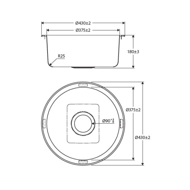 Fienza Tiva Kitchen Sink Round Bowl 19L NTH 430X80mm