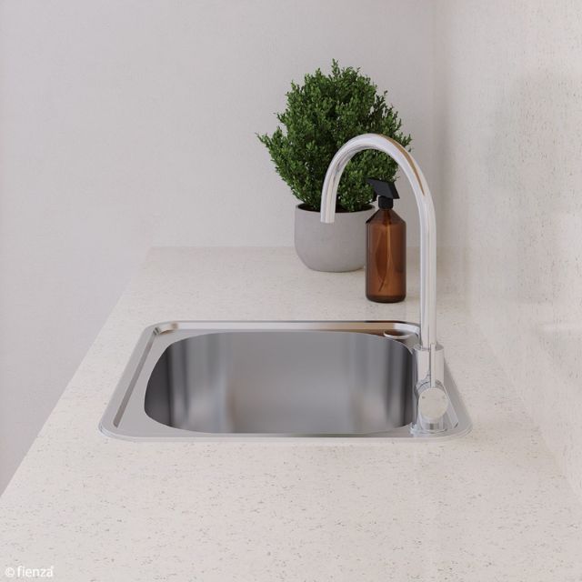 Fienza Tiva Laundry Sink Large Topmount 50L 2TH 600X500X250mm Includes Flexible Bypass Kit