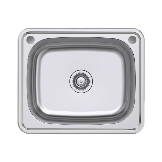 Fienza Tiva Laundry Sink Large Topmount 50L 2TH 600X500X250mm Includes Flexible Bypass Kit