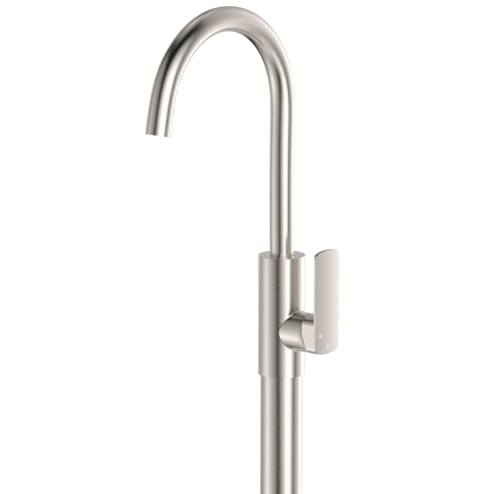 Fienza Tono Floor Mounted Basin/Bath Mixer Brushed Nickel