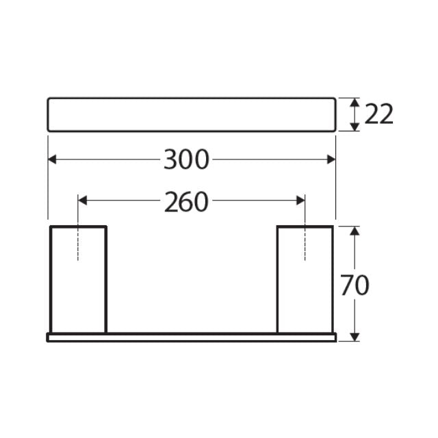 Technical Drawing Fienza Tono Single Hand Towel Rail 300mm Gun Metal 85105GM - The Blue Space