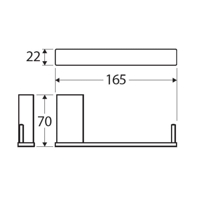 Technical Drawing Fienza Tono Toilet Roll Holder 165mm Brushed Nickel 85103BN - The Blue Space