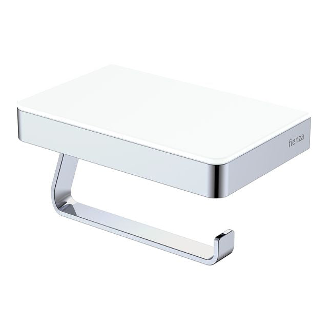Fienza Tono Toilet Roll Holder With Glass Shelf Chrome 85109 - The Blue Space