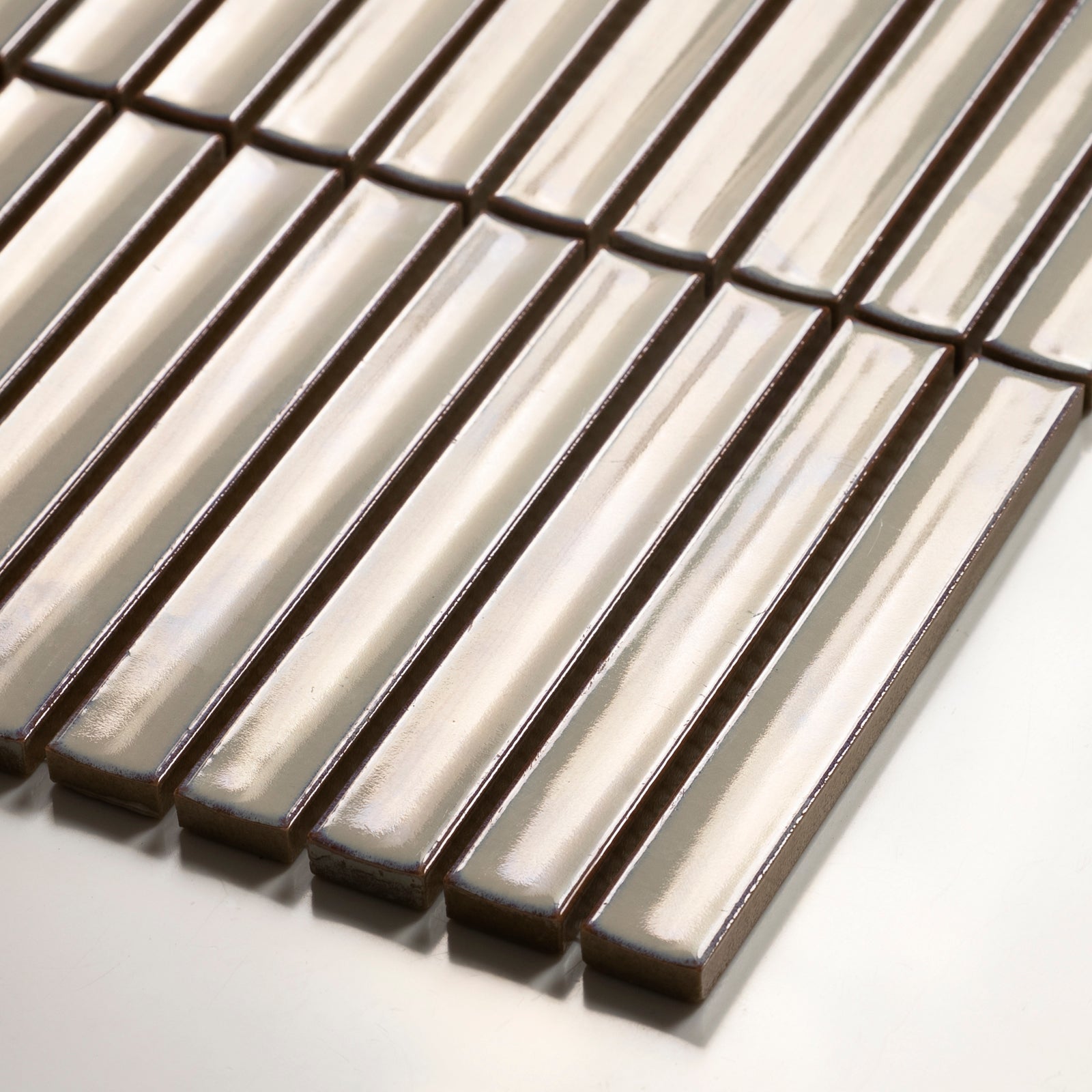 Oblique Flute Champagne Porcelain Finger Mosaic Tile 22×145mm FINLABEGMOS - The Blue Space