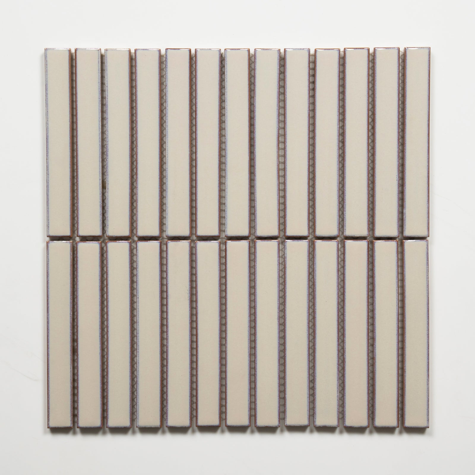 Single No Hand Flute Champagne Porcelain Finger Mosaic Tile 22×145mm FINLABEGMOS - The Blue Space