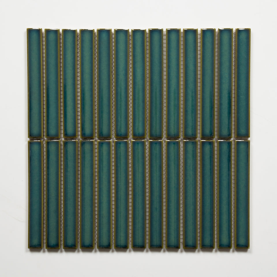 Flute Teal Porcelain Finger Mosaic Tile 22×145mm