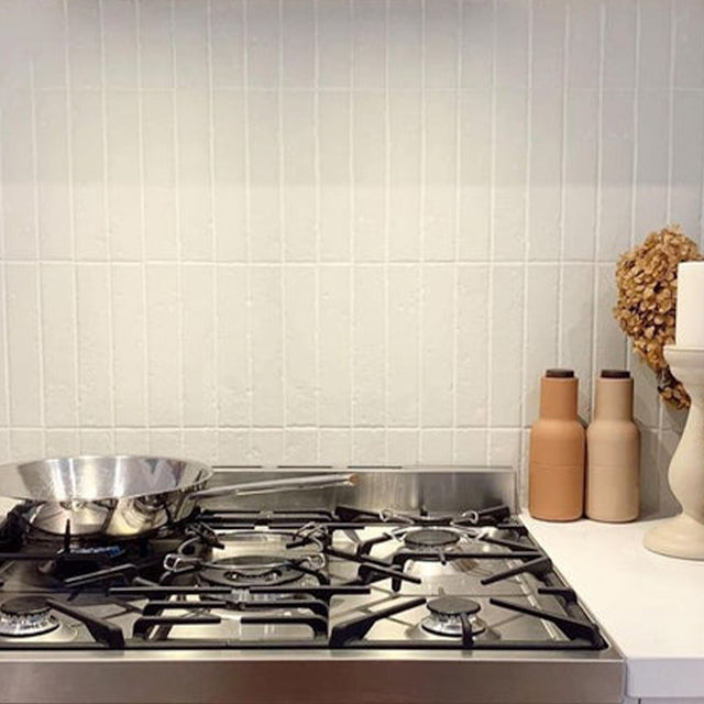Full White Blaire Brick Tile Textured Matte 45 x 230 x 8mm Porcelain