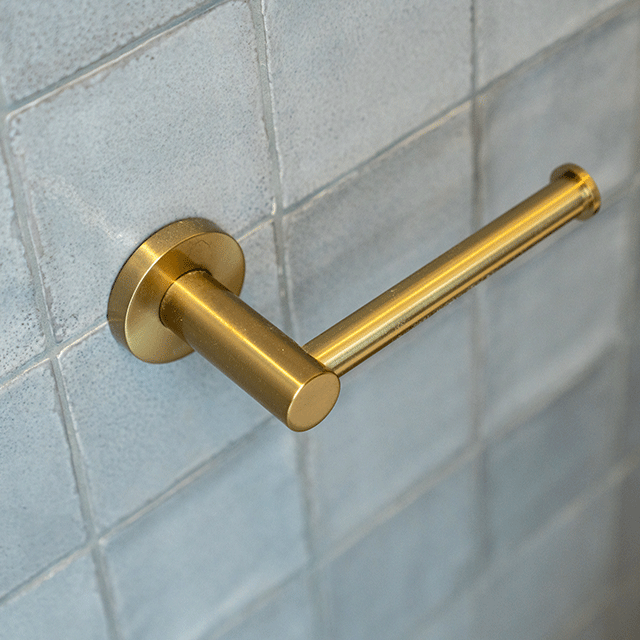 Phoenix Radii Toilet Roll Holder Round Plate - Brushed Gold