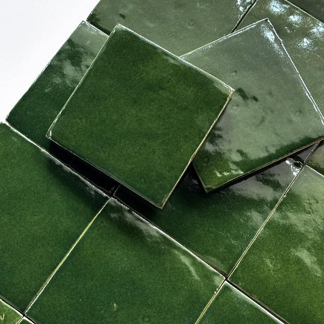 Green Evelyn Handmade Zellige 100 x 100 x 12mm