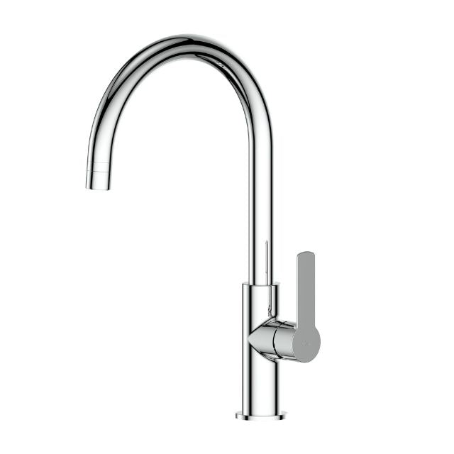 Greens Astro II Gooseneck Sink Mixer Brushed Nickel