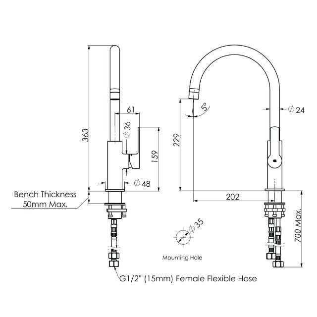 Greens Astro II Gooseneck Sink Mixer Gun Metal