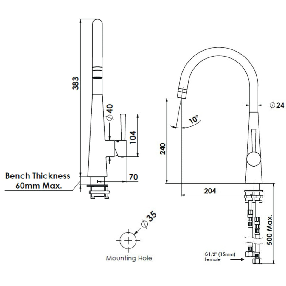 Greens Galiano Slimline Sink Mixer Brushed Nickel