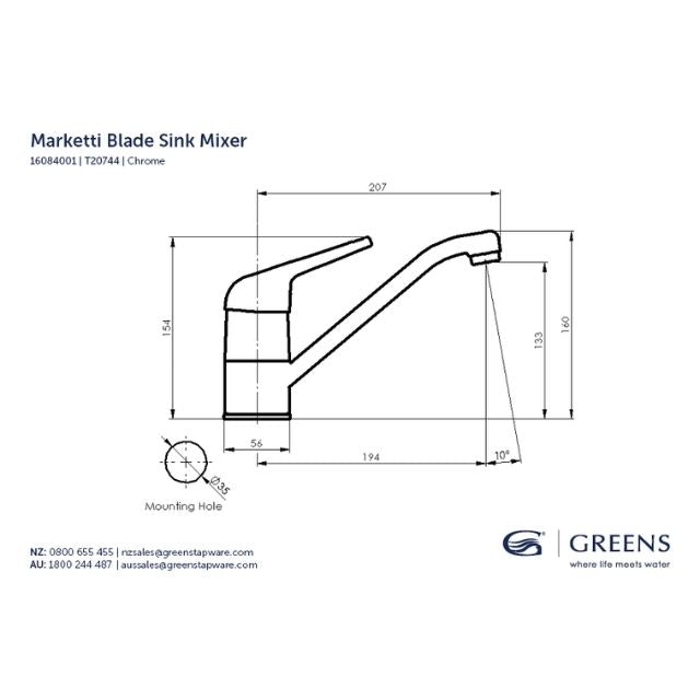 Greens Marketti Blade Sink Mixer Chrome