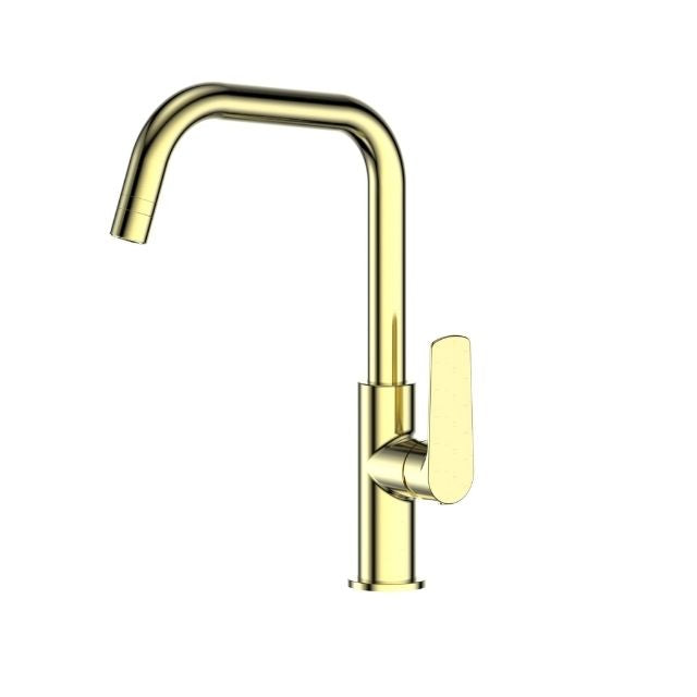 Greens Novi Gooseneck Sink Mixer with Smart Aerator Brushed Brass