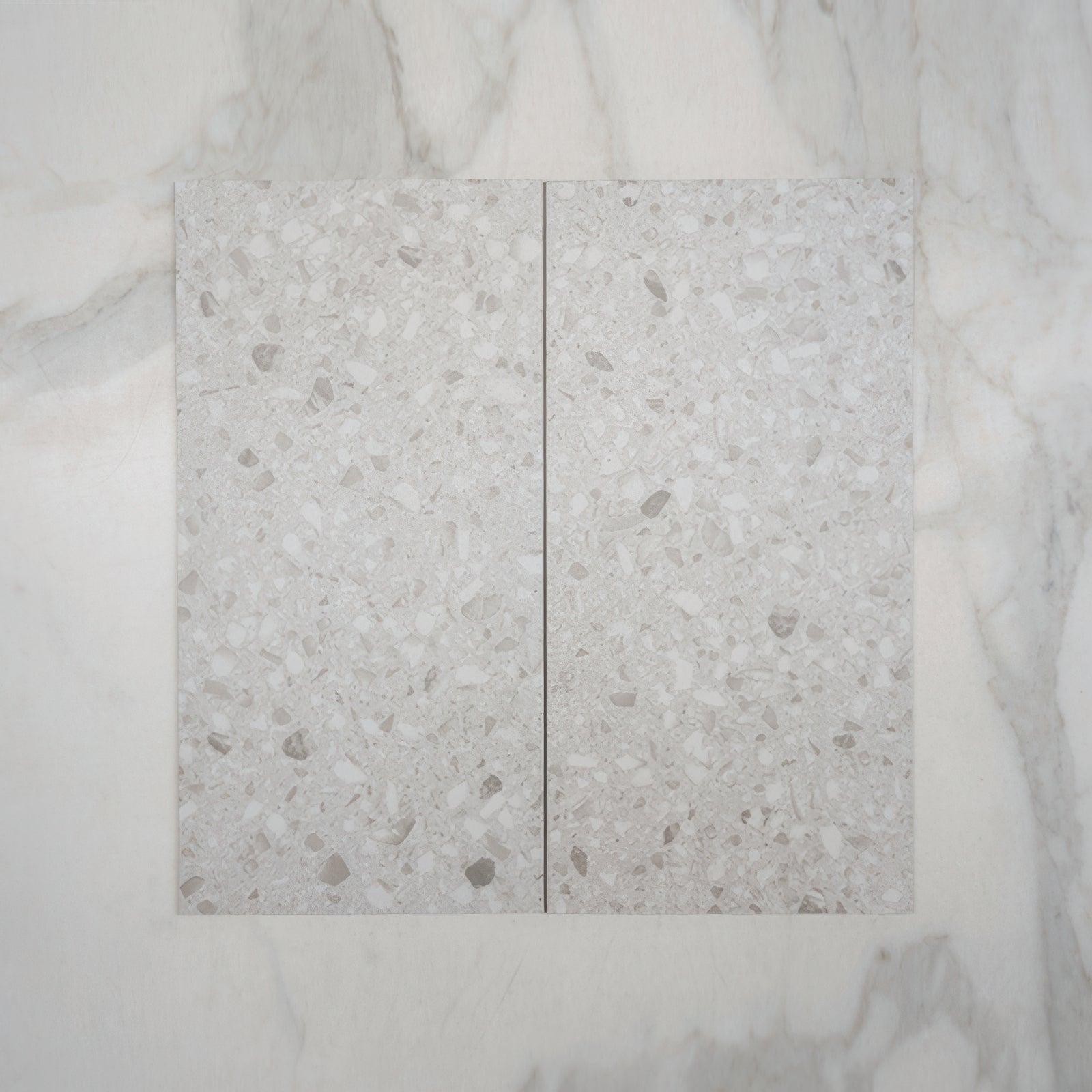 Double No Hand Grey Clio Terrazzo Tile Tech Grip 300 x 600mm Porcelain  - The Blue Space