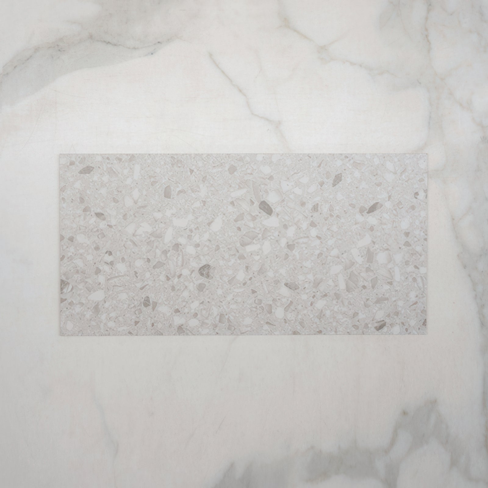 Single No Hand Grey Clio Terrazzo Tile Tech Grip 300 x 600mm Porcelain  - The Blue Space