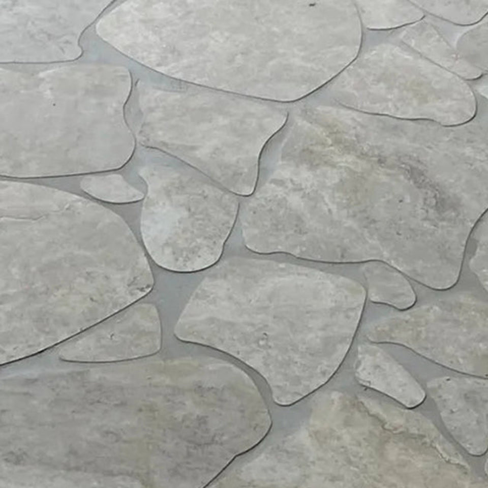 Grey Valerie Travertine Tile P4 Tech Grip Porcelain Crazy Pave