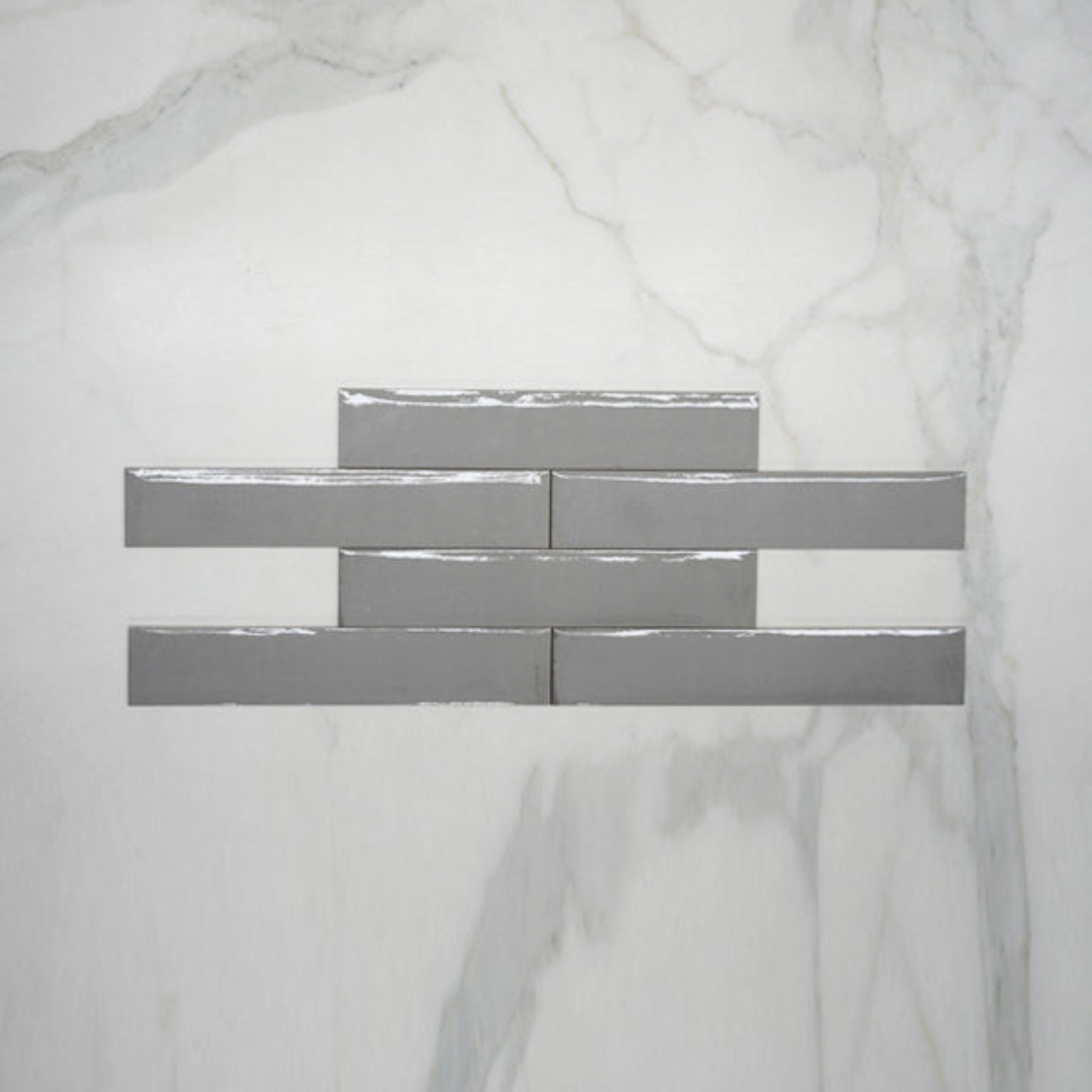 Pattern No Hand Grigio Theo Subway Tile 75 x 400mm Italian Porcelain  - The Blue Space