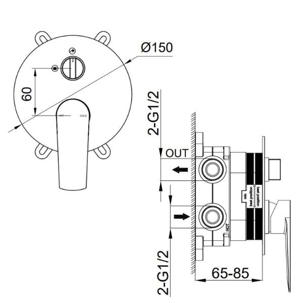 Indigo Savina Bath/Shower Mixer with Diverter Chrome