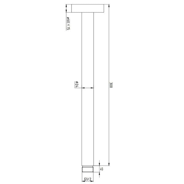 Indigo Ciara Ceiling Shower Arm 300mm Chrome