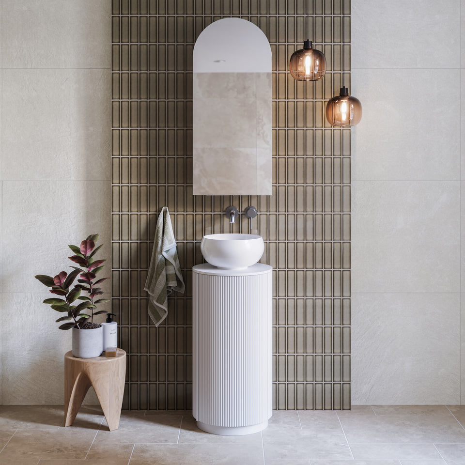 Ingrain Ash Arched Shaving Cabinet 400mm