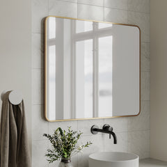 Ingrain Rectangle Brushed Gold Framed Mirror 750mm by 900mm