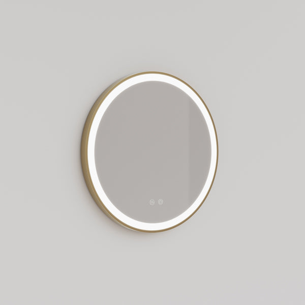 Ingrain Round Brushed Gold Framed Frontlit LED Mirror