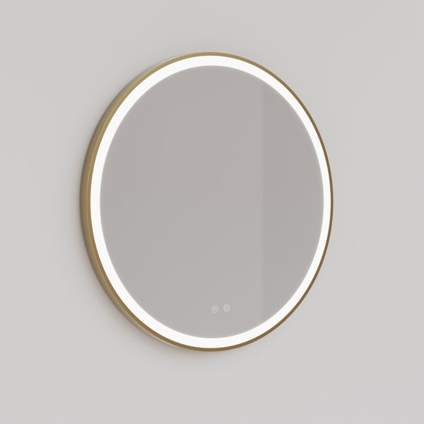 Ingrain Round Brushed Gold Framed Frontlit LED Mirror