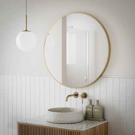 Ingrain Round Brushed Gold Framed Mirror 800mm