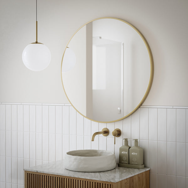 Ingrain Round Brushed Gold Framed Mirror 800mm