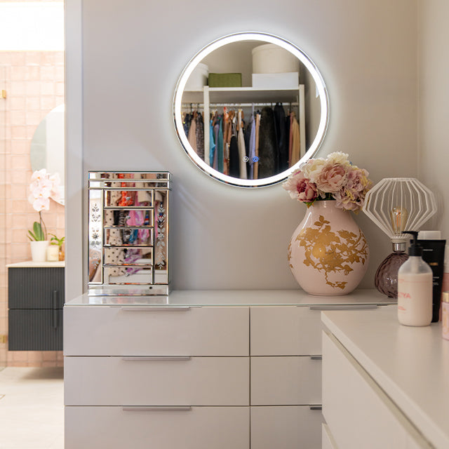 Lifestyle  Ingrain 600mm Round Frontlit Mirror with Touch Sensor and Demister Pad - Frameless