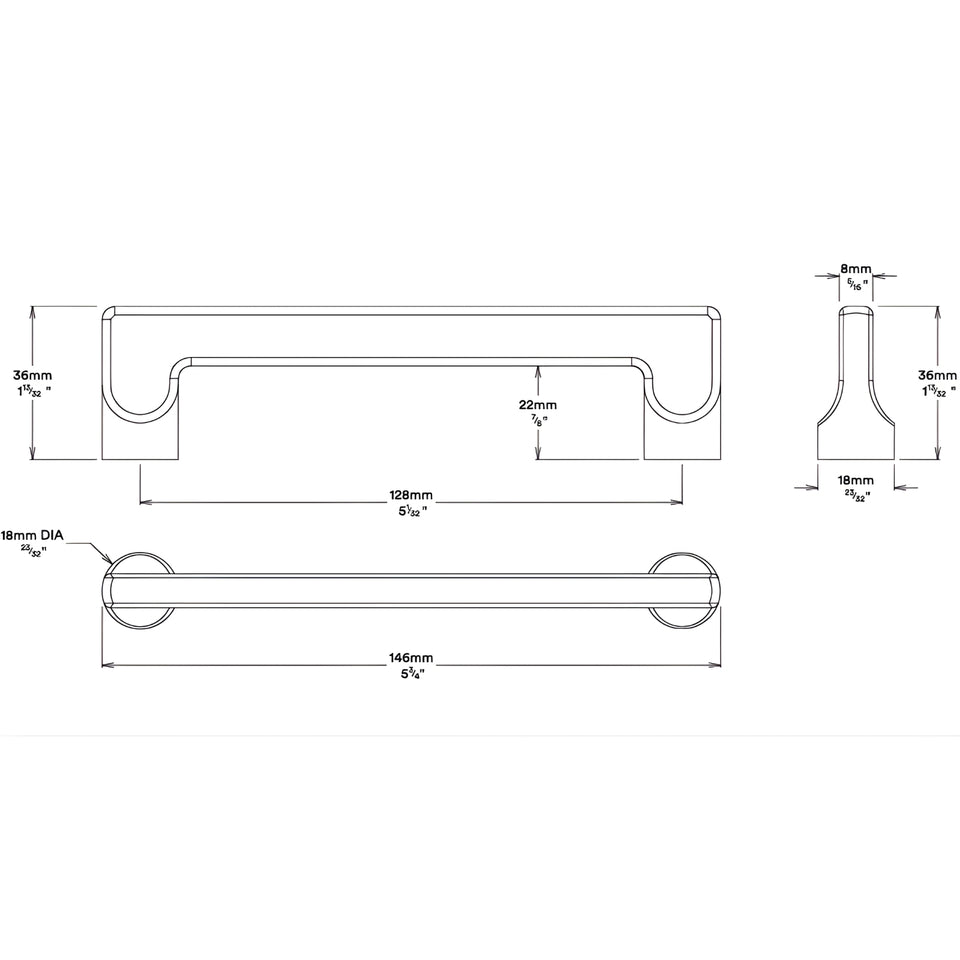 Iver Baltimore 128mm Cabinet Pull Handle Satin Nickel