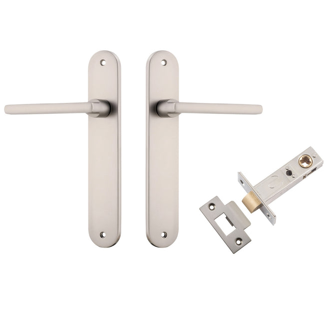 Iver Baltimore Lever Oval Backplate Passage Kit Satin Nickel 14726KPASS60 - The Blue Space